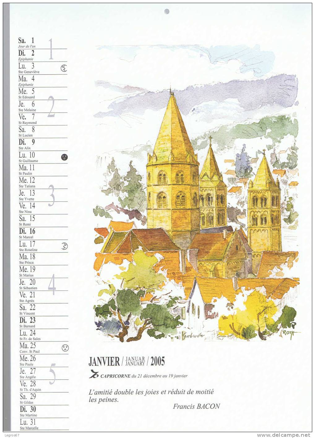 CALENDRIER 2005 - L'ALSACE VUE PAR ROTH - Formato Grande : 2001-...