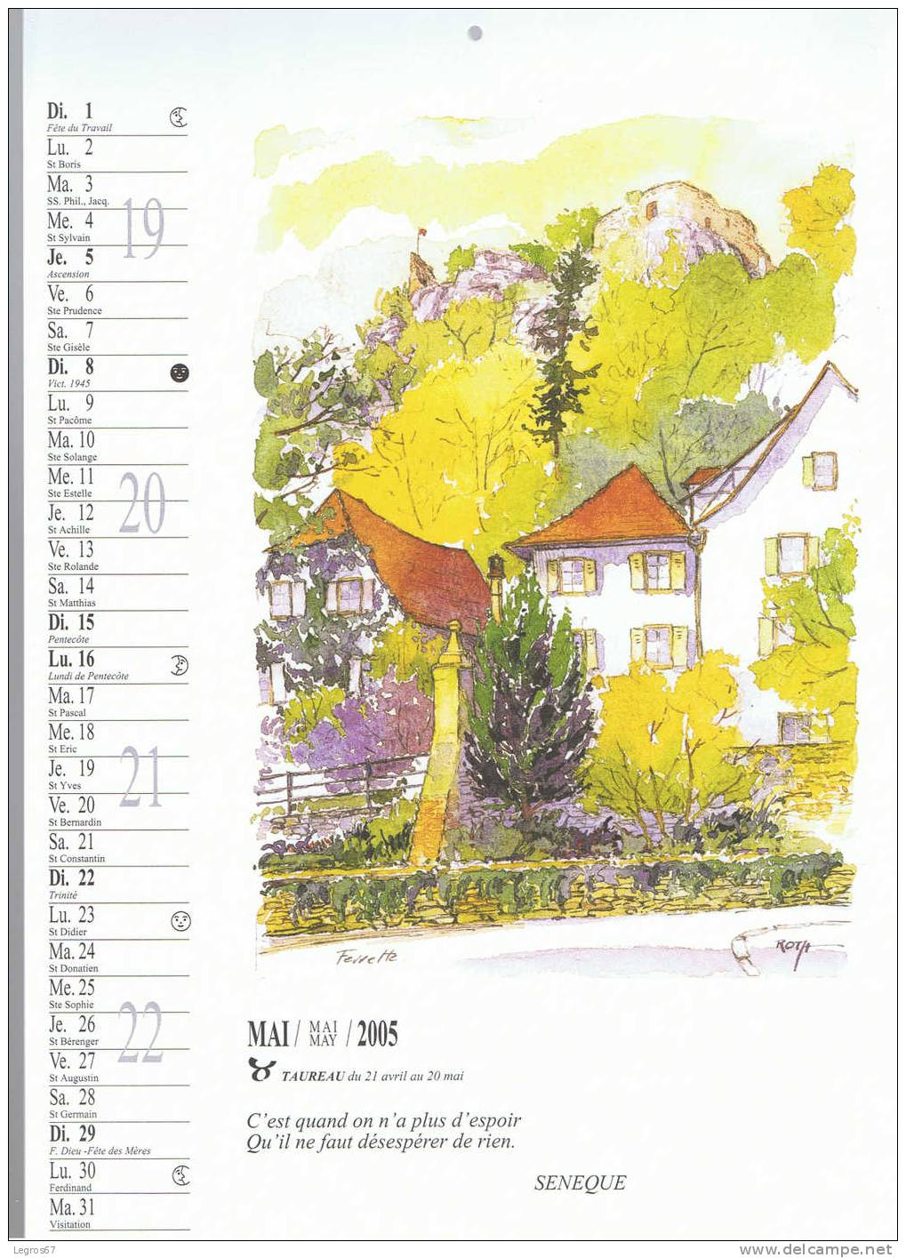 CALENDRIER 2005 - L'ALSACE VUE PAR ROTH