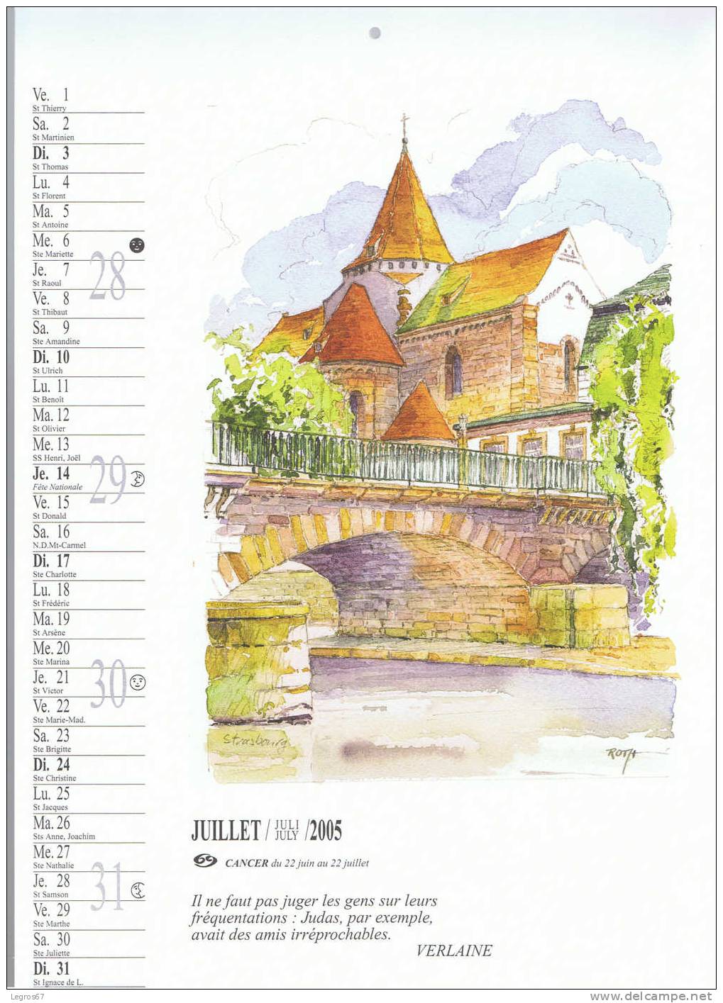 CALENDRIER 2005 - L'ALSACE VUE PAR ROTH