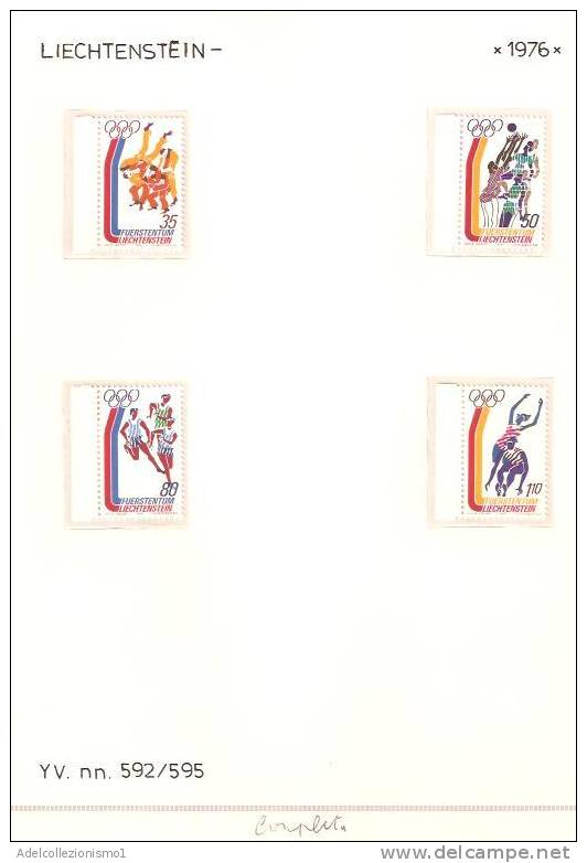 25965)foglio Serie Completa - Sport - Catalogo Ivert N°592/595 Liechtenstein 1976 - Collections