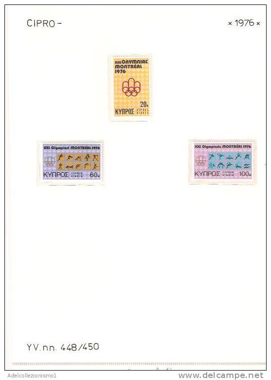 25968)foglio Serie Completa - Sport - Catalogo Ivert N°448/450 Cipro 1976 - Altri & Non Classificati