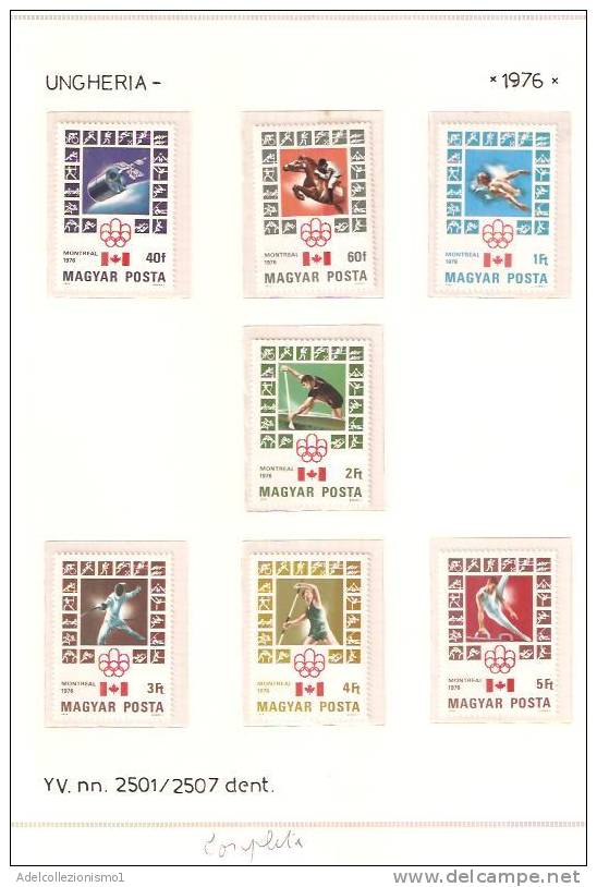 25970)foglio Serie Completa - Sport - Catalogo Ivert N°2501/2507 Dent. Ungheria 1976 - Fogli Completi