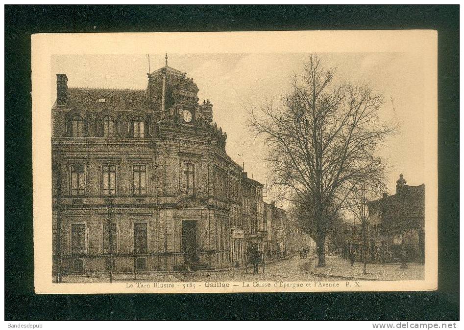 Gaillac (81) - La Caisse D' Epargne Et L' Avenue ( Animée Banque P. X. 5185 Phototypie Tarnaise Poux ) - Gaillac