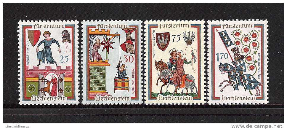 LIECHTENSTEIN - 1963 - Menestrelli - 3° Serie - 4 Valori Nuovi S.t.l.  - IN OTTIME CONDIZIONI. - Neufs