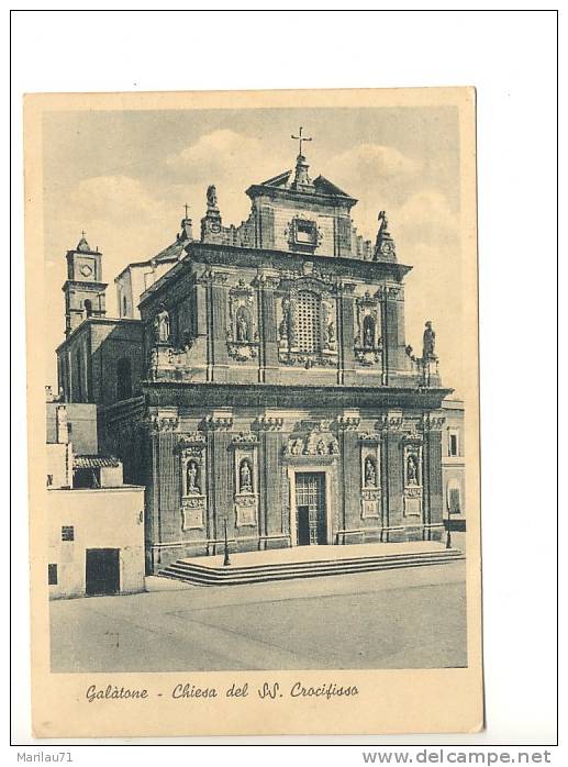 Puglia GALATONE Lecce Chiesa Del SS Crocifisso 1948 Viaggiata Cartolina Periodo Fascista - Formato Grande - - Trani