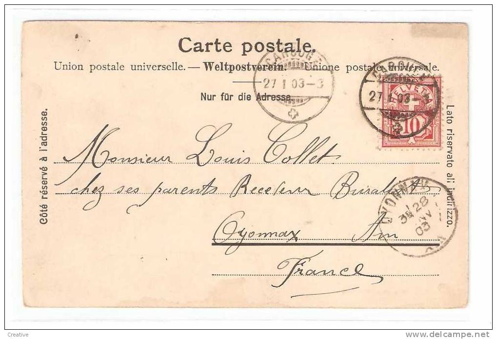 Suisse- Schweiz -Zwitserland Switzerland. Carouge - Oyonnax 1903.N°360b.E.Chifelle,phot.Neuchâtel - Carouge