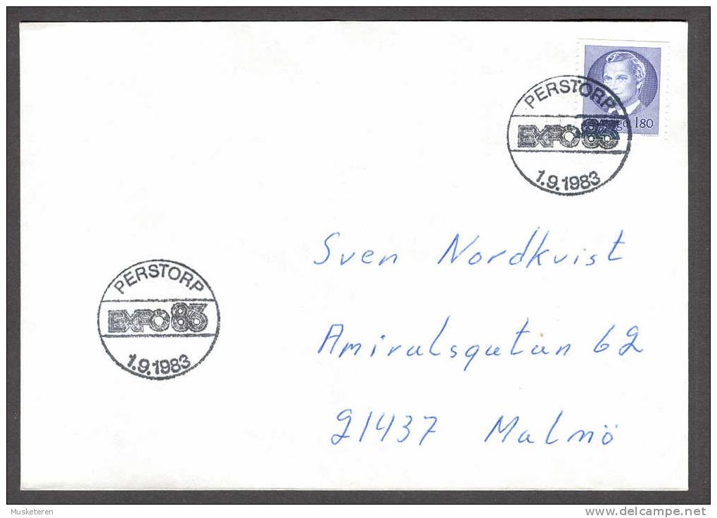 Sweden Special Cancel Cover 1983 PERSTORP EXPO 83 King Carl XVI (Cz. Slania) - Brieven En Documenten