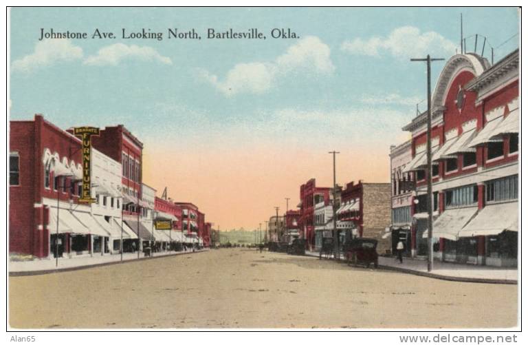 Bartlesville Oklahoma, Johnstone Ave, Street Scene On C1910s Vintage Postcard - Bartlesville