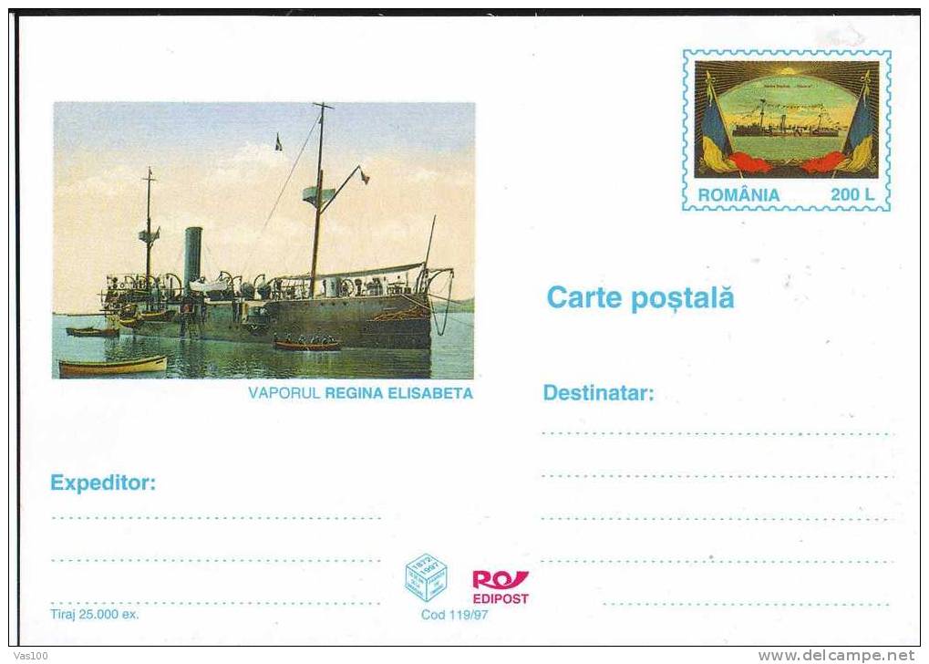 Sailing Ships Boats Navigation 1 PC Stationery, Ship Quen Elisabet 1997/119 Romania - Marittimi