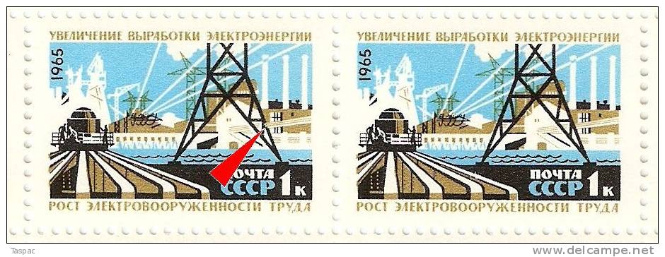 Russia 1965 Mi# 3094 Sheet With Plate Error Pos. 32 - Electric Power - Plaatfouten & Curiosa