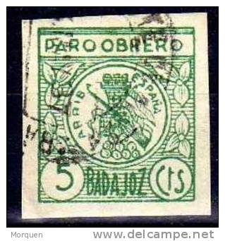 Viñeta Pro Paro, BADAJOZ 5 Cts Verde Oscuro Sin Dentar, Guerra Civil º - Spanish Civil War Labels