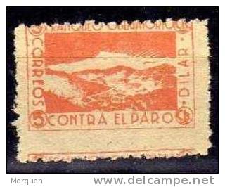 Viñeta  Contra Paro DILAR,  5 Cts Naranja, Guerra Civil * - Spanish Civil War Labels