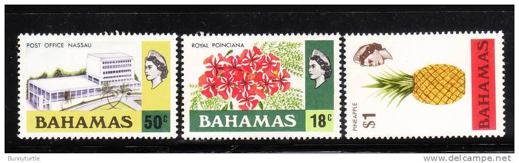 Bahamas 1971 QE Flowers Bonefish Pineapple MLH - Bahama's (1973-...)