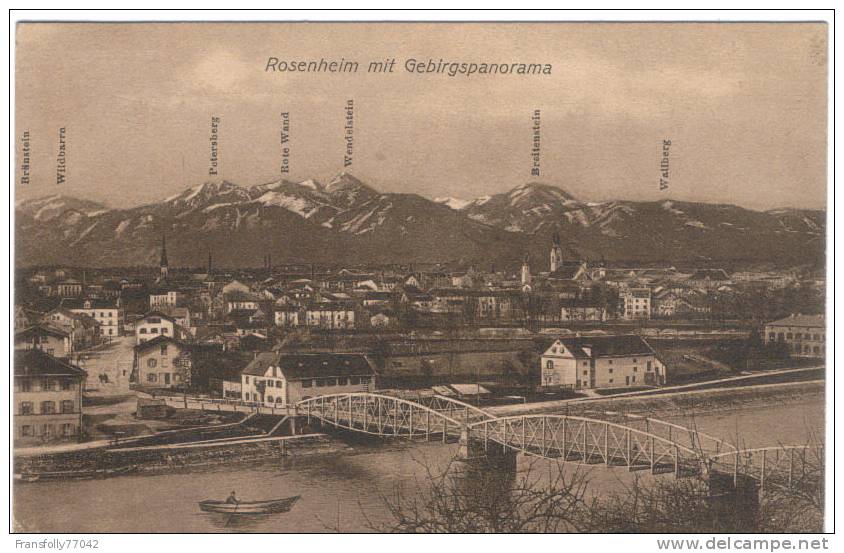 ROSENHEIM BAVARIA GERMANY Gebirgspanorama INN RIVER BRIDGE Town 1910 - Rosenheim