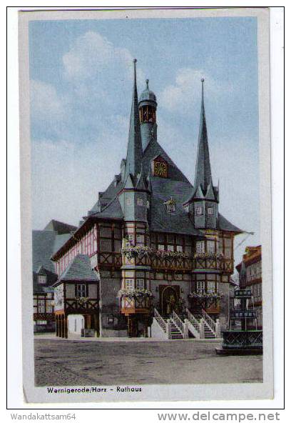 AK Wernigerode / Harz - Rathaus Farbkarte Postkartenverlag E. Riehn L 3121 Li - Wernigerode