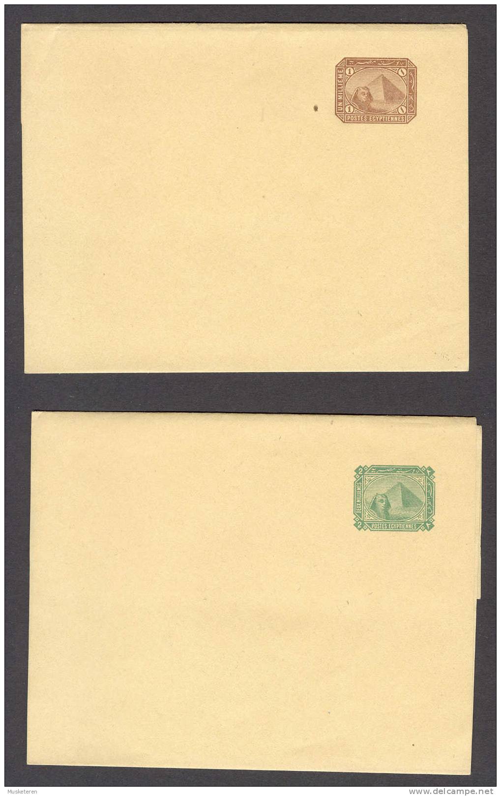 Egypt Egypte Postal Stationery Ganzsache Entier Bande De Journaux Wrappers Sphinx & Pyramid 1 & 2 M Mint - 1866-1914 Ägypten Khediva