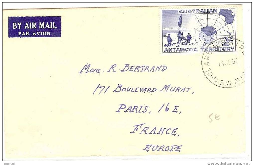 REF LMM8 - AUSTRALIE ANTARTIC TERRITORY LETTRE AVION DE 1957 POUR PARIS - Other & Unclassified