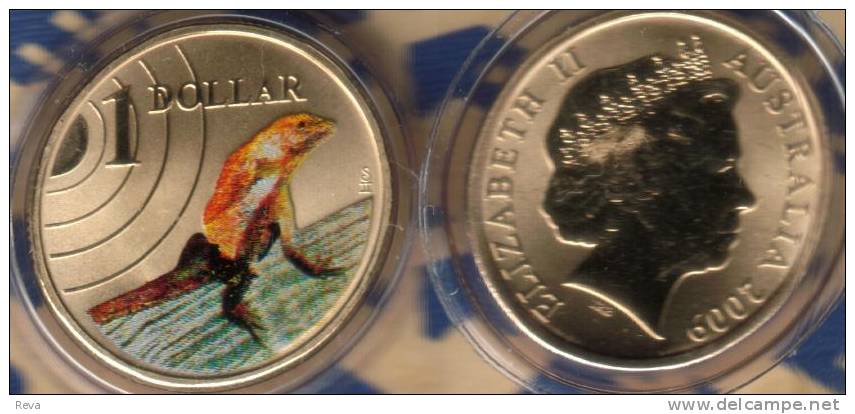 AUSTRALIA $1 LAND SERIES LIZARD  ANIMAL COLOURED QEII HEAD 1YEAR TYPE 2009 UNC NOT RELEASED READ DESCRIPTION CAREFULLY!! - Mint Sets & Proof Sets