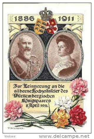 Wtb134/ WÜRTTEMBERG -  PP Blumentag Mit Silbene Hochzeit Geislingen 8.4.1911, Offiz. Ganzsache - Ganzsachen