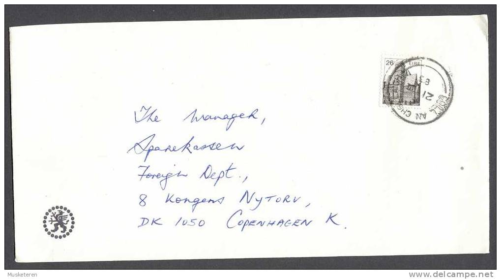 Ireland Northern Bank Limited Deluxe Coll An Chollaigh 1983 Cancel Cover To Bank In Denmark - Brieven En Documenten