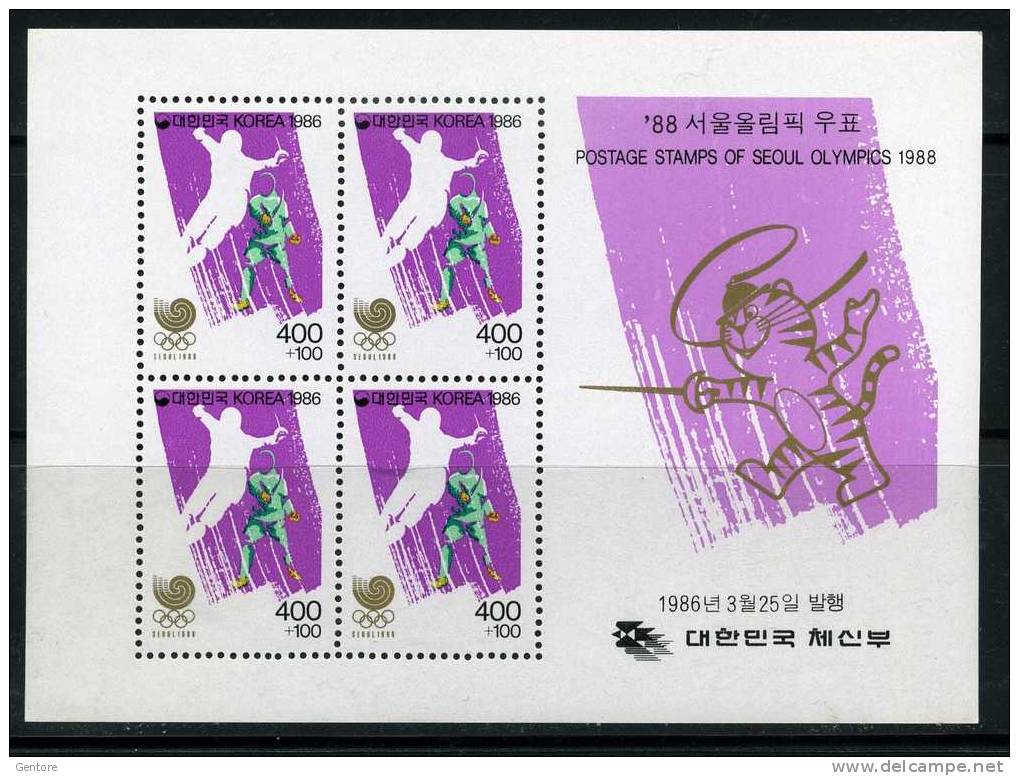 1986 SOUTH KOREA Olympic Games  Miniature Sheet Yvert Cat N° 381/84  Absolutely Perfect MNH ** - Zomer 1988: Seoel