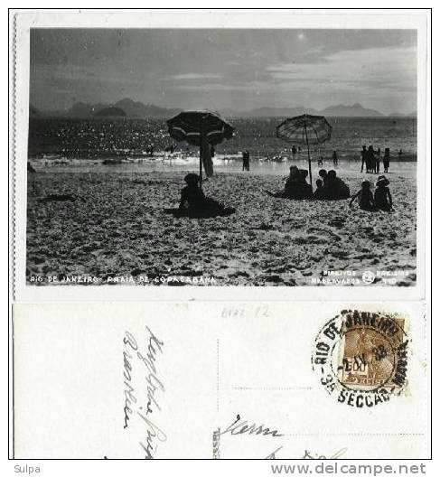 Rio De Janeiro,  Praia De Copacabana, Circulée En 1938 - Copacabana