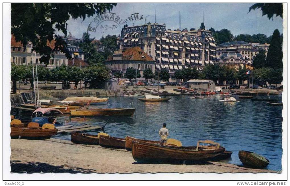 OUCHY-LAUSANNE . Le Port Et Le Beau Rivage Animée .  Voir Recto - Verso    (D130) - Port