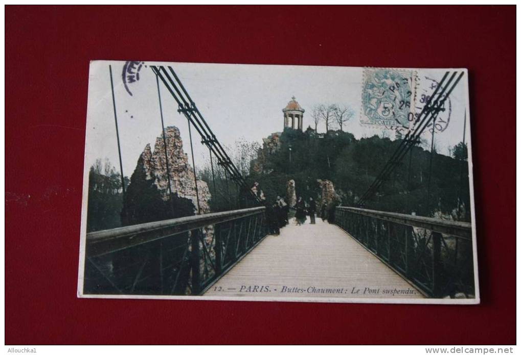 1905  PARIS 75019 --  BUTTE CHAUMONT LE PONT SUSPENDU   CARTE POSTALE - Paris (19)