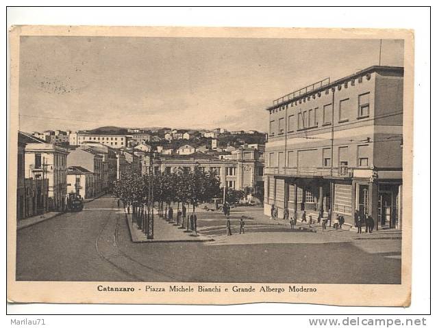 Calabria CATANZARO Piazza Albergo 1954 Viaggiata - Formato Grande - Carta Incollata Al Recto - Catanzaro