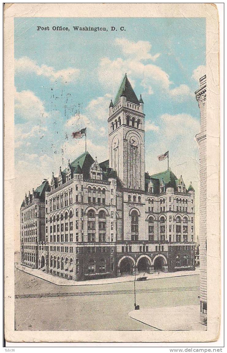 POST OFFICE  /  WASHINGTON, D.C. /CARTOLINA VIAGGIATA 1918  PER TORINO /ITALIA/ TIMBRO ARRIVO  GENOVA  POSTA ESTERA. - Washington DC