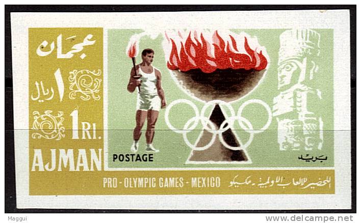 AJMAN   N° 80c * * NON DENTELE    Jo 1968   Flamme - Ete 1968: Mexico