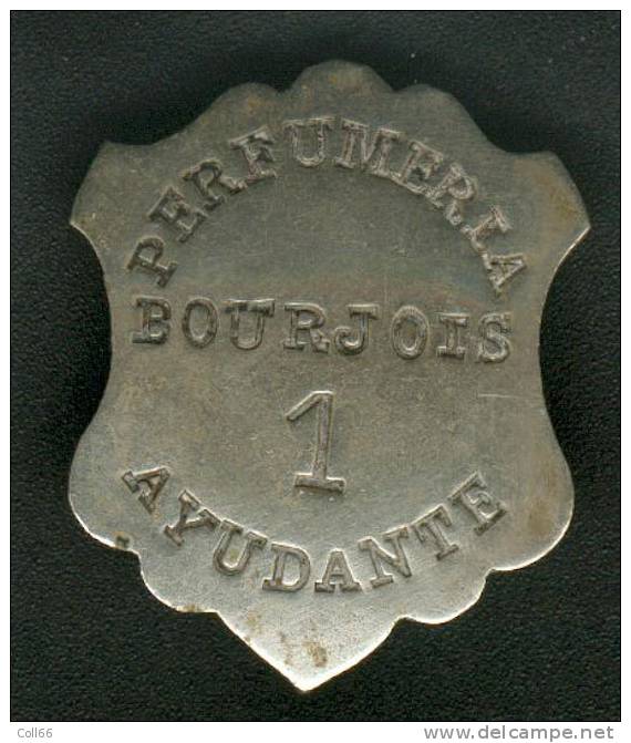 Parfum Bourjois Badge Broche Métal De Responsable De Vente Parfumeria Ayudante 1 Ancienne 3.5cmx3cm - Accessories