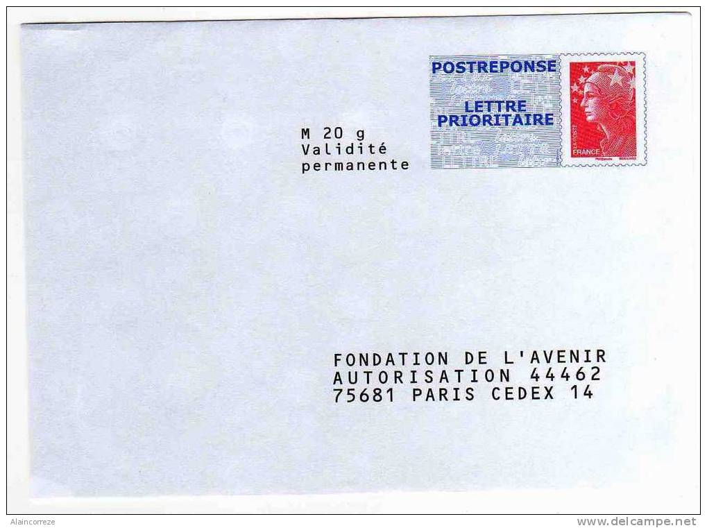 Entier Postal PAP Réponse Postreponse Paris Fondation De L´avenir Autorisation 44462 N° Au Dos 08P355 - Prêts-à-poster:Answer/Beaujard