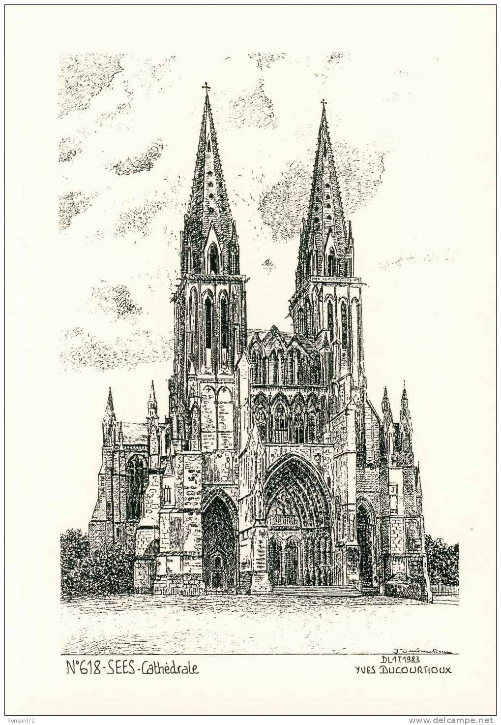 61 SEES - Cathédrale  - Illustration Yves Ducourtioux - Sees