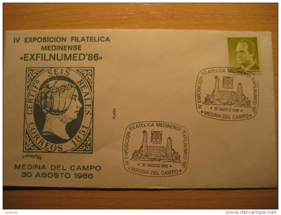 VALLADOLID MEDINA DEL CAMPO 1986 Exfilnumed Matasellos Especial Sobre Ilustrado Cacheted Cover - Storia Postale