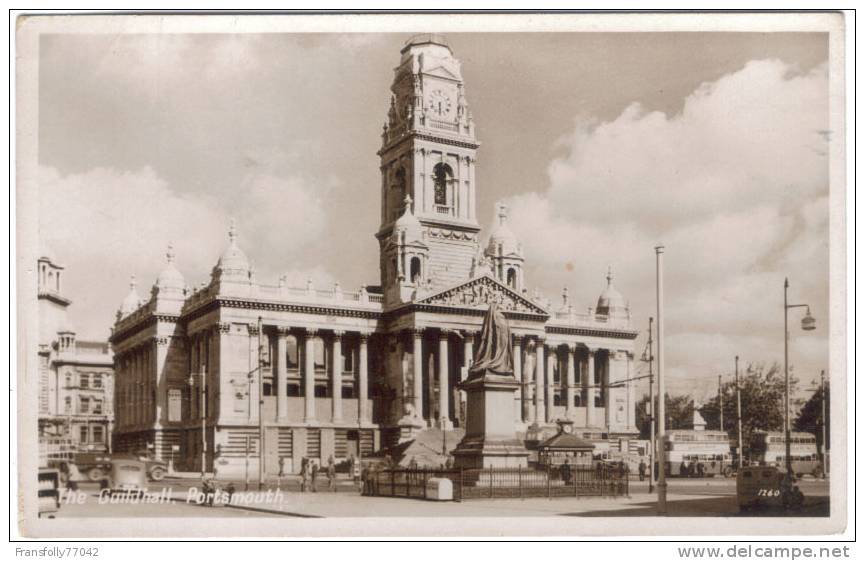 Rppc PORTSMOUTH ENGLAND U.K. Guildhall BUSES Truck CAR Circa 1940´s - Portsmouth