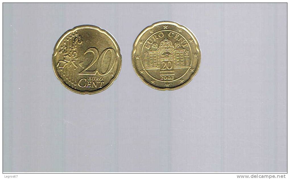 PIECE DE 20 CT EURO  AUTRICHE 2002 - Oesterreich