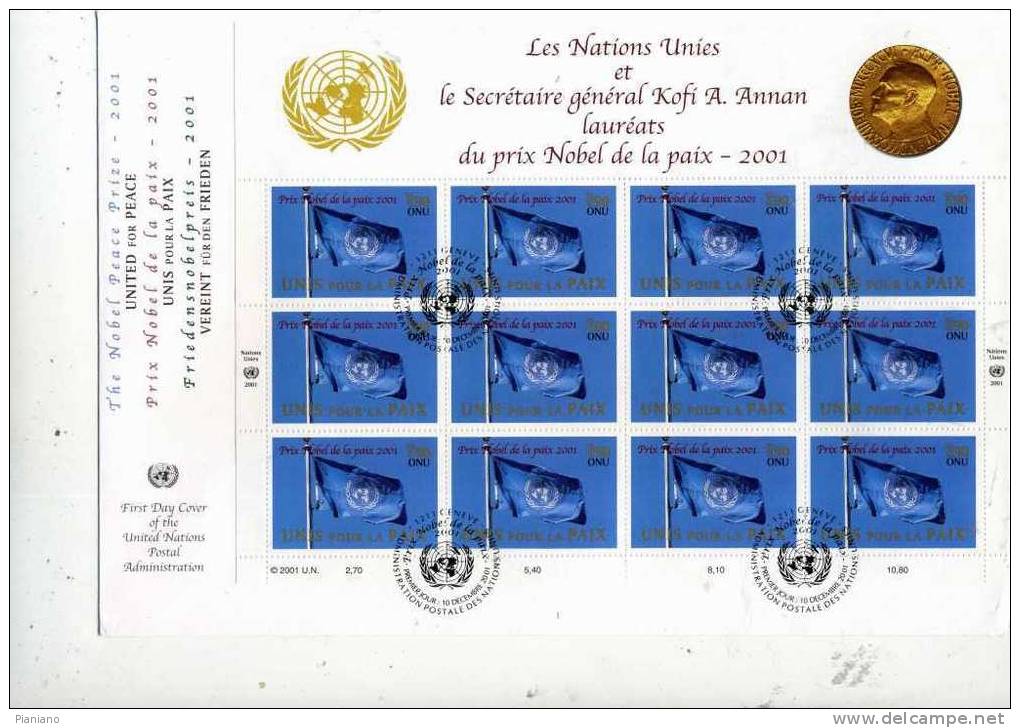 PIA - ONU GENEVE  - 10.12.2001 : Conferimento Del Premio Nobel Per La Pace All´ ONU - (Yv 445) - FDC
