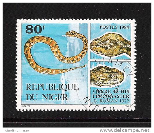 REPUBLIQUE DU NIGER - 1984 - Valore Da 80 F. Obliterati, Emissione Fauna, VIPERE - In Ottime Condizioni. - Serpientes