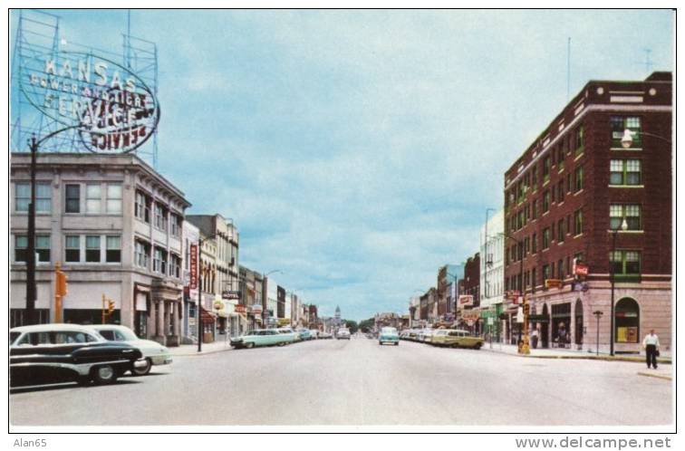 Lawrence KS 1950s Vintage Chrome Street Scene, Massachusetts St - Altri & Non Classificati