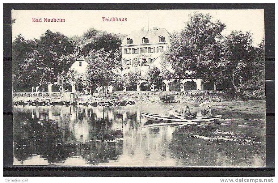 TOP!! BAD NAUHEIM * TEICHHAUS MIT BOOT GERUDERT VON EINEM MATROSEN * 1910 *!! - Bad Nauheim