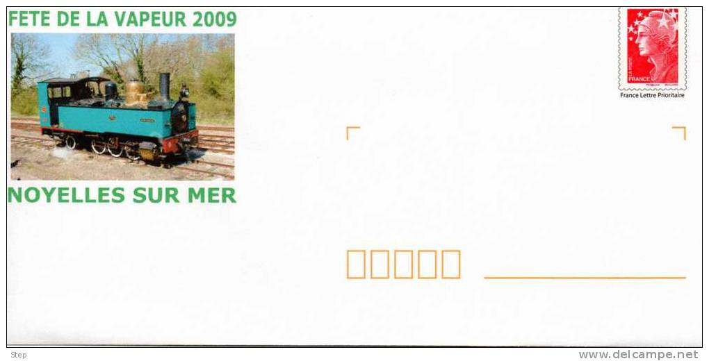 PAP NOYELLES SUR MER (SOMME) : FETE DE LA VAPEUR 2009 LOCOMOTIVE A VAPEUR Timbre "BEAUJARD" - Prêts-à-poster:Overprinting/Beaujard