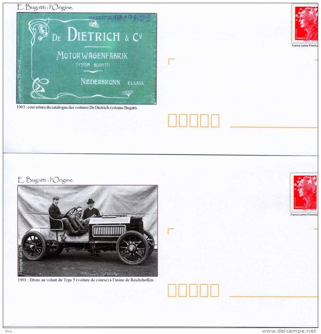 PAP : Série De 10  PAP VOITURES AUTOMOBILES BUGATTI Timbre "BEAUJARD" - Prêts-à-poster: Repiquages /Beaujard