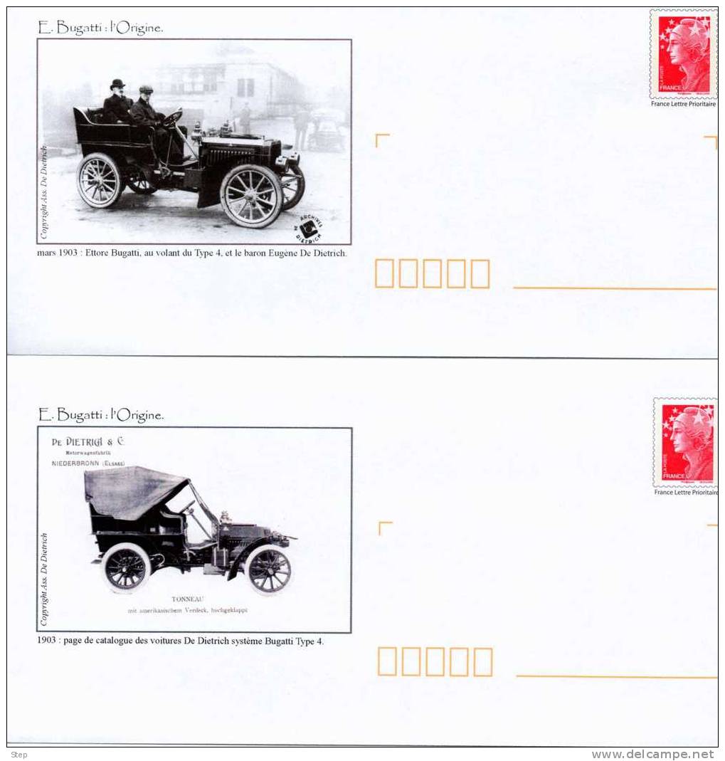 PAP : Série De 10  PAP VOITURES AUTOMOBILES BUGATTI Timbre "BEAUJARD" - Prêts-à-poster:Overprinting/Beaujard