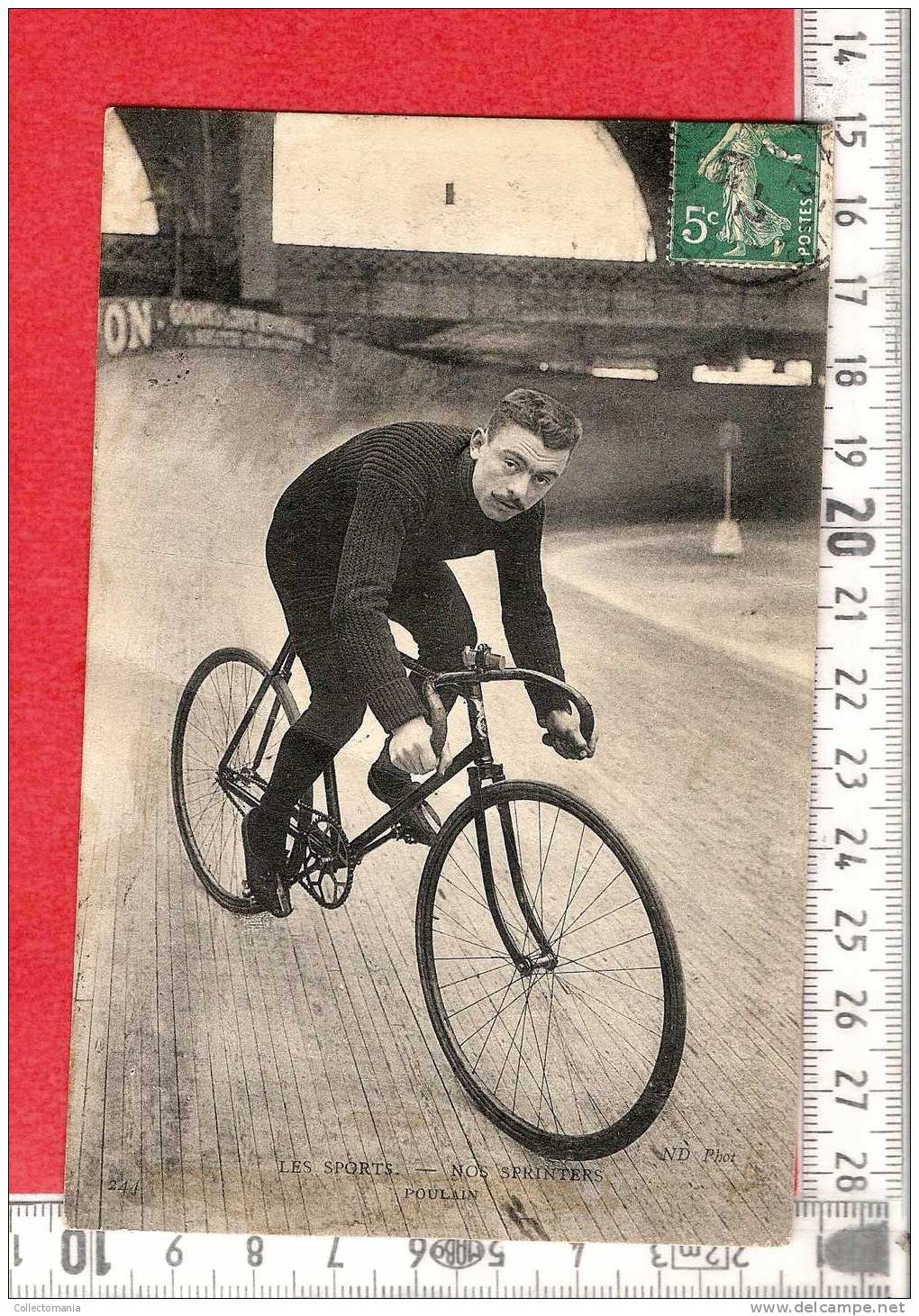 Poulin - Postcard   "Les Sports : Nos Sprinters, Poulin "  " Collection A Fouet " Photo ND - Wielrennen