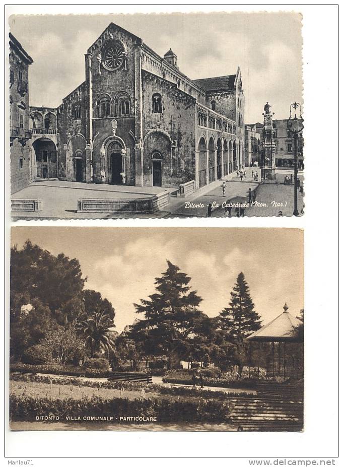 Puglia BITONTO 2 Cartoline Villa Cattedrale Nuove Anni '40-50  - Formato Grande - - Bitonto
