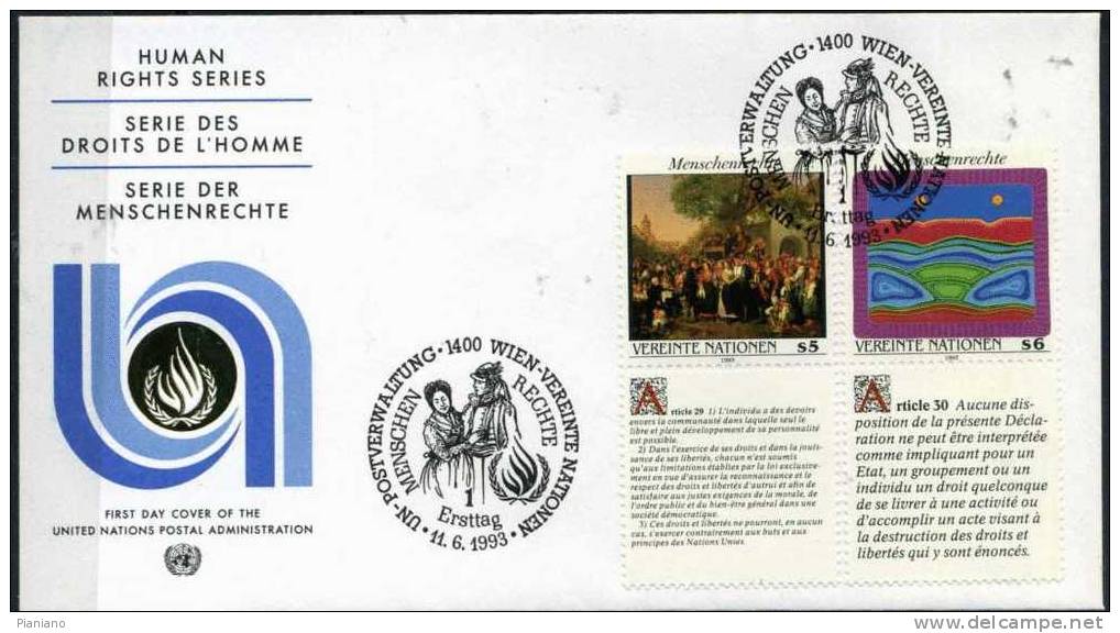 PIA - ONU VIENNA - 1993 : FDC Diritti Dell´ Uomo (Yv 168 E 171) - FDC
