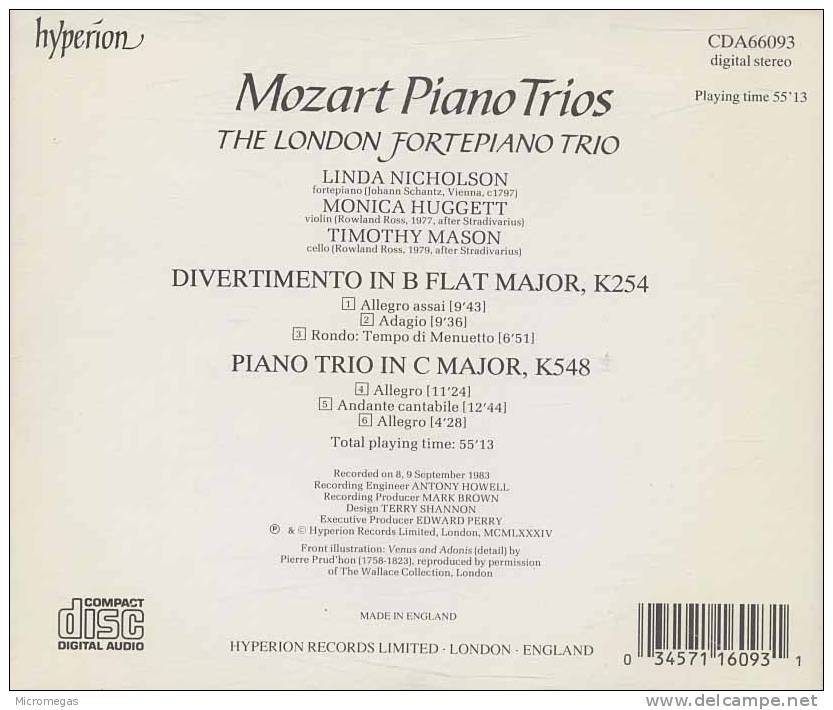 Mozart : Piano Trios K.254 & 548, London Pianoforte Trio - Classique