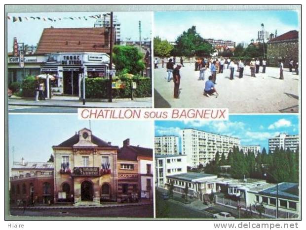 Cpsm 92 CHATILLON SOUS BAGNEUX  Terrain Petanque Tabac Stade Hotel De Ville Ecole Curie - Petanque