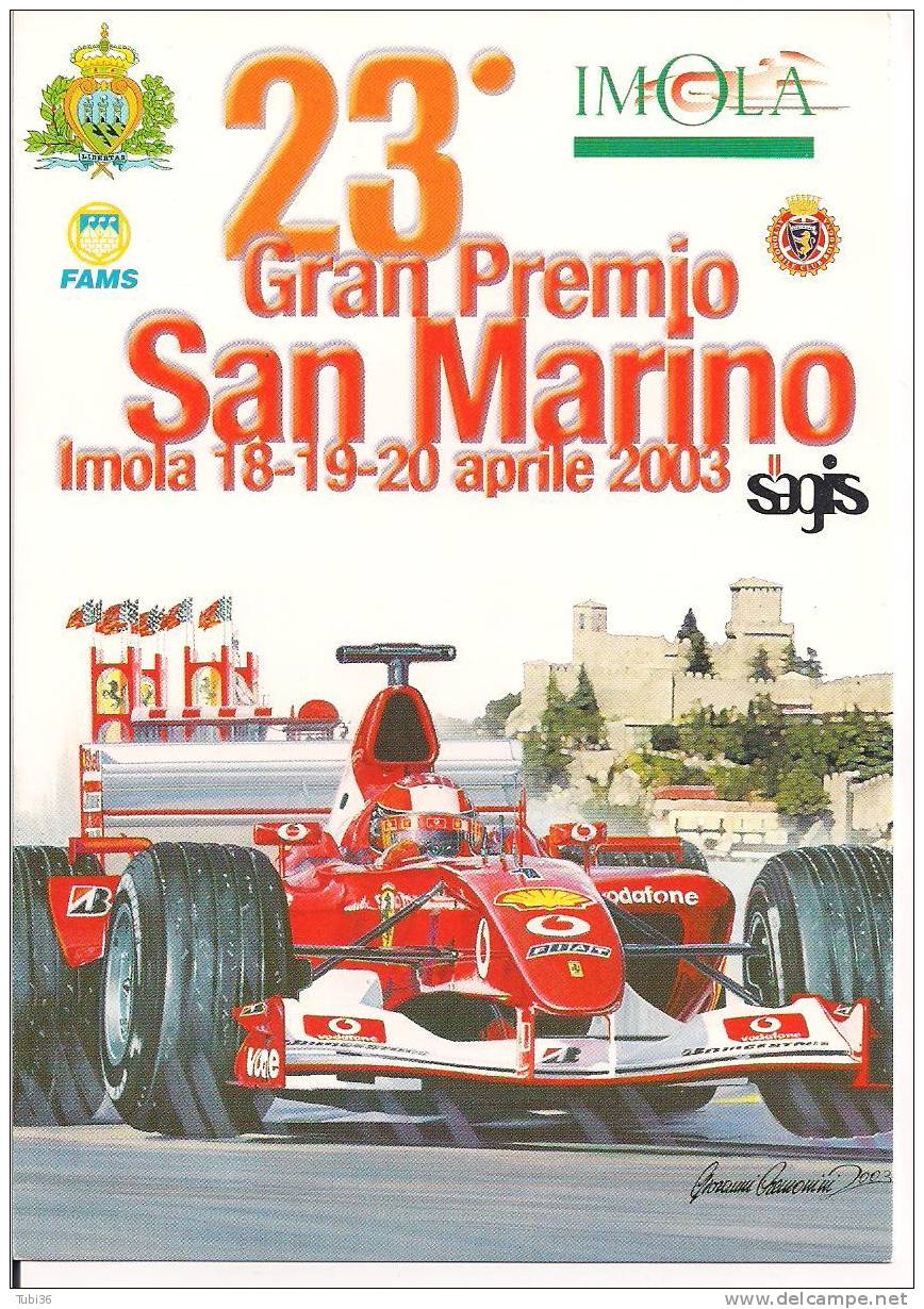 23`GRAN PREMIO SAN MARINO / IMOLA  2003 /  COLORI N/V / ANNULLO SPECIALE  CAMPIONATO DEL MONDO DI F.1 - Imola